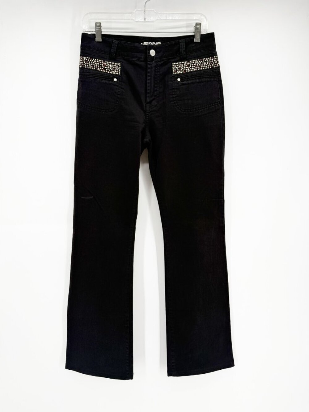Y2K Votre Nom Black Rhinestone Low Rise Flare Jeans4/36 - Picture 12 of 12